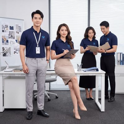 Xưởng may áo thun polo nam nữ giá rẻ có sẵn màu xanh navy 1
